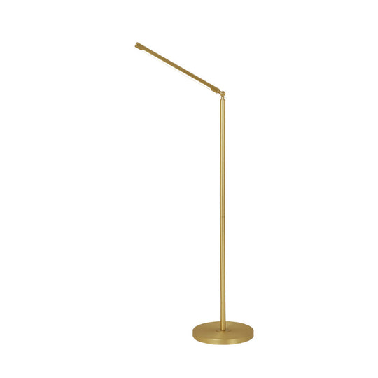 Minimalist Brushed Brass Led Column Floor Lamp - Adjustable Metallic Lighting For Living Room