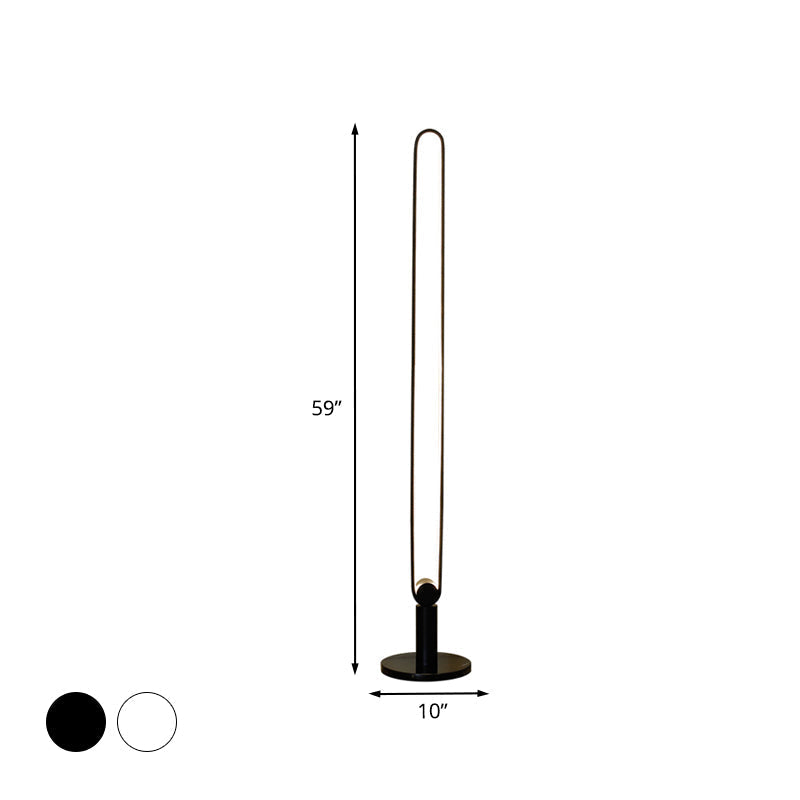Sleek Black/White Led Floor Lamp With Acrylic Stand For Study Room