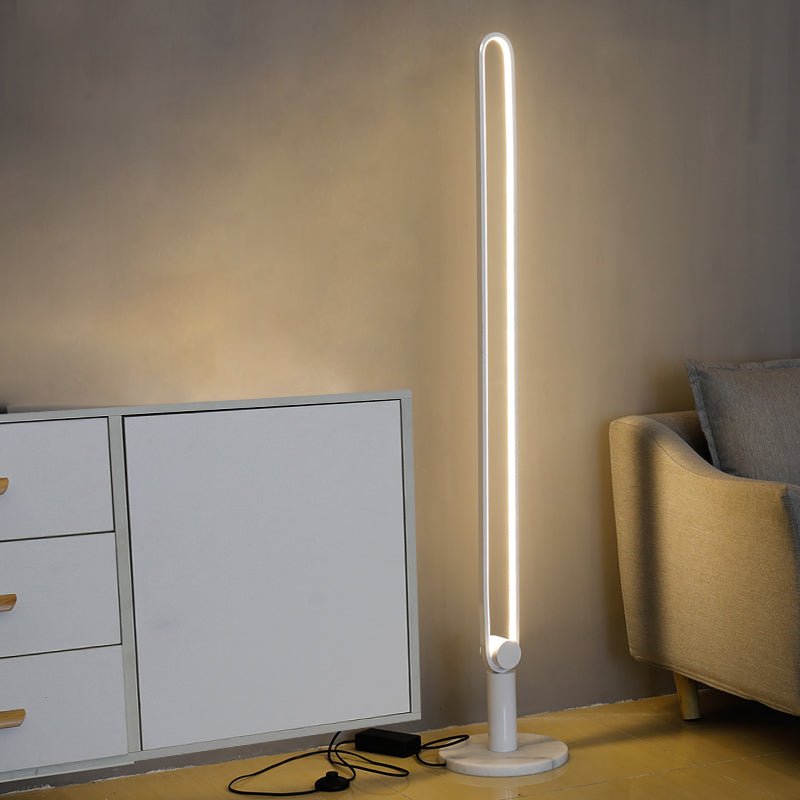 Sleek Black/White Led Floor Lamp With Acrylic Stand For Study Room White