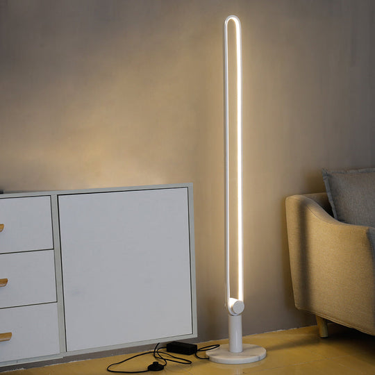 Sleek Black/White Led Floor Lamp With Acrylic Stand For Study Room White