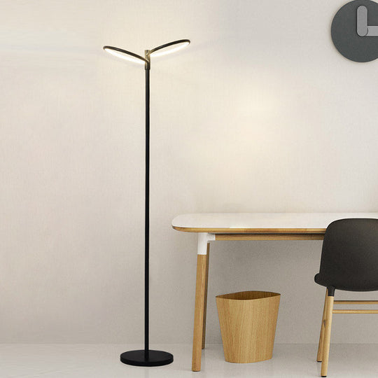 Contemporary Metal Led Floor Lamp - Stylish Black Standing Light For Bedside Reading