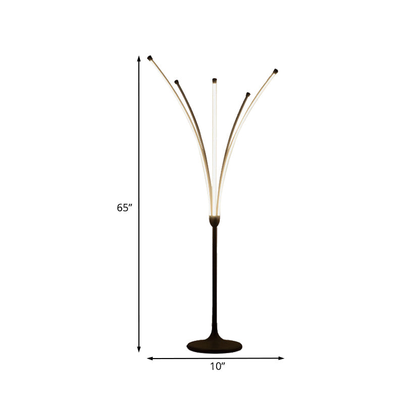 Black Acrylic Led Bedroom Reading Floor Lamp - Simplicity Flower Design
