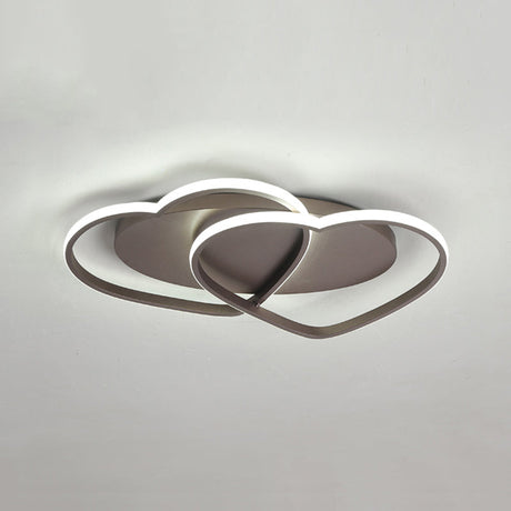 Romantic Double Heart Flush Mount Ceiling Lamp In Brown – Perfect For Study Rooms