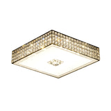 Modern Led Black Ceiling Mounted Lamp For Bedroom - K9 Crystal Square Flush Lighting