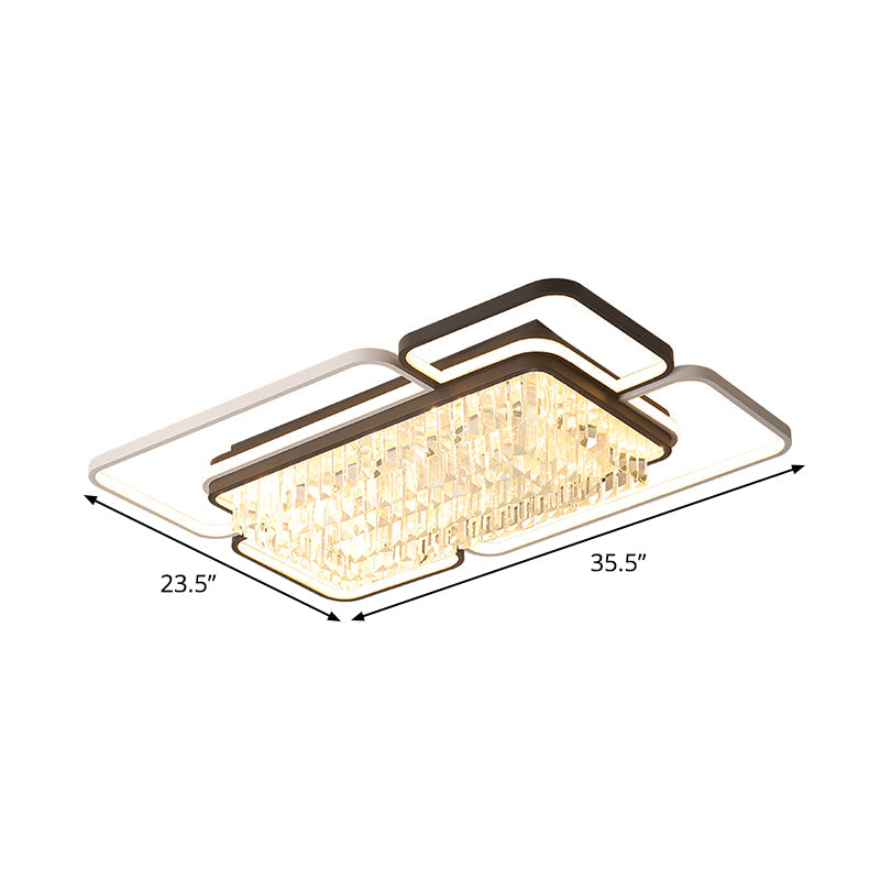 Modernist Crystal Prisms Led Ceiling Flush Mount Light - Black - White Flushmount For Living Room