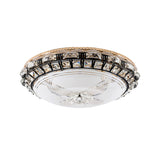 Modern Led Flush Crystal Ceiling Fixture In Black For Bedroom