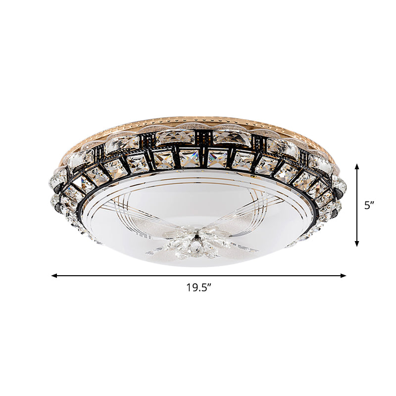 Modern Led Flush Crystal Ceiling Fixture In Black For Bedroom