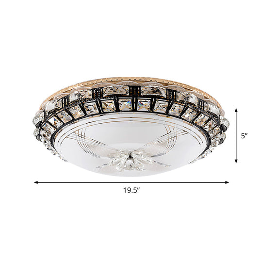 Modern Led Flush Crystal Ceiling Fixture In Black For Bedroom