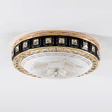 Modern Led Flush Crystal Ceiling Fixture In Black For Bedroom
