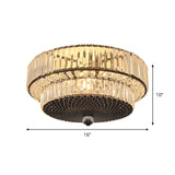 Modern Crystal Block Drum Flushmount Lamp With 4 Lights In Black
