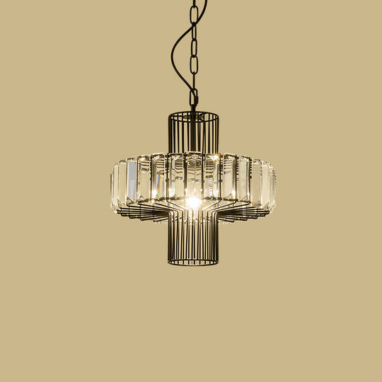 Modern Geometric Crystal Block Pendant Lamp - Black Ceiling Lighting