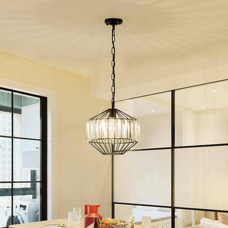 Modern Geometric Crystal Block Pendant Lamp - Black Ceiling Lighting