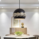 Minimalist Black Metal Shade Pendant Ceiling Lamp With Domed Suspension