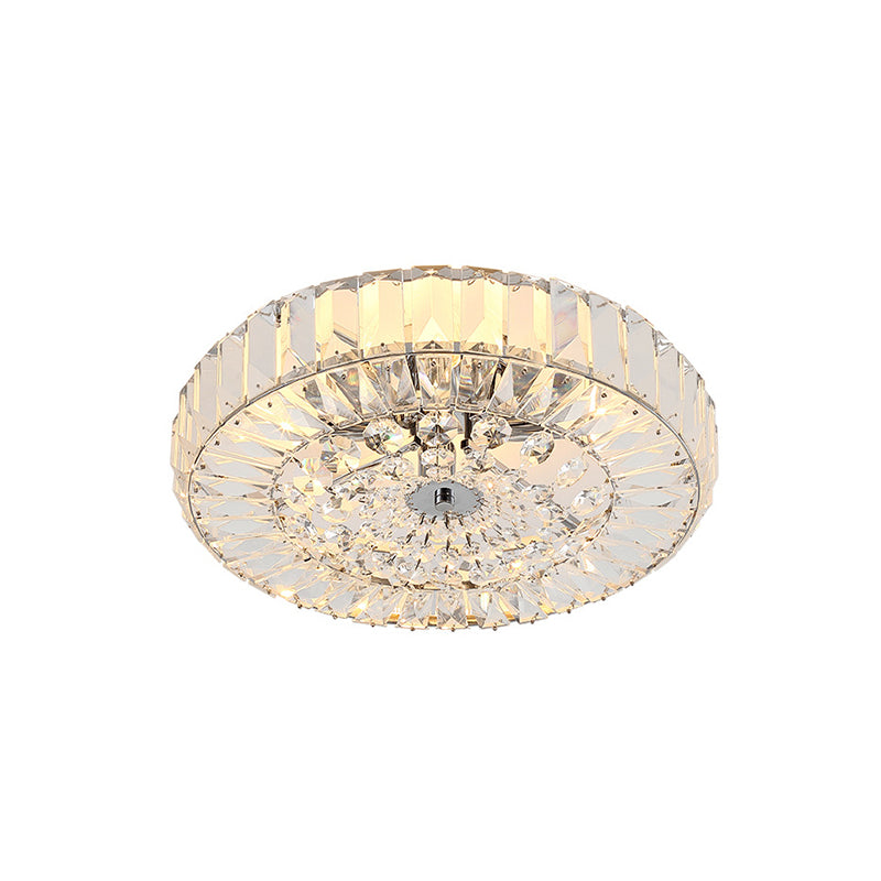 Gold Crystal Flushmount Ceiling Light With 6 Beveled Cut Heads - Perfect For Bedroom Simplicity