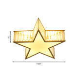 Simple Gold Flush Mount Ceiling Light Fixture With Star Crystal Shade - Ideal For Bedrooms 5 Lights