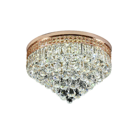 Minimalist Led Flush Ceiling Light With Clear Faceted K9 Crystal For Hallway