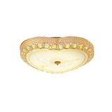 Modernist Rose Gold Heart Flush Light Ceiling Fixture With Crystal Bead Trim