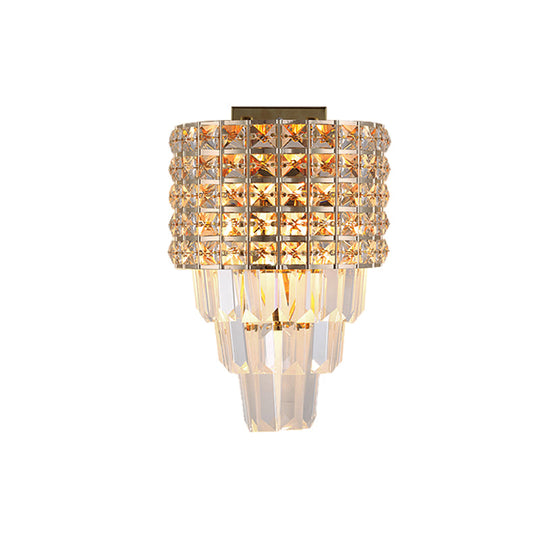 Modern Crystal Wall Lighting: 2-Light Gold Flush Mount For Living Room