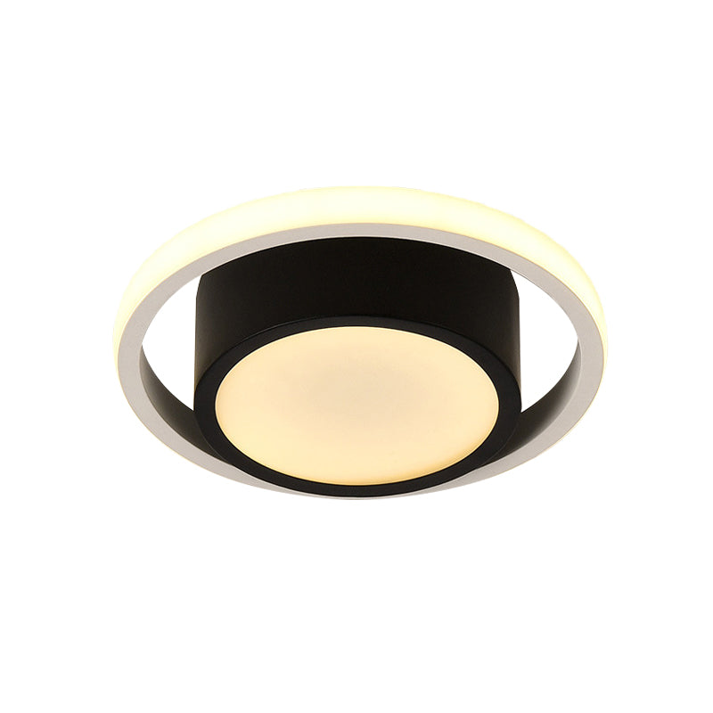 Modern Led Flush Mount Ceiling Light In Black And White With Warm Illumination For Living Room
