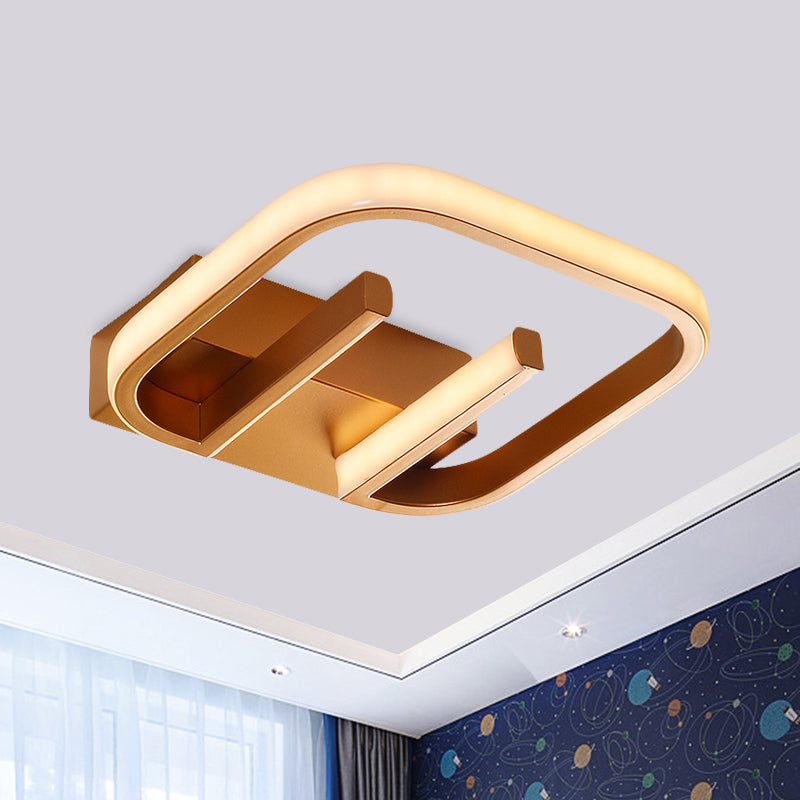 Geometric Led Ceiling Light In Nordic White/Black/Gold With Metallic Finish - Perfect For Hallways