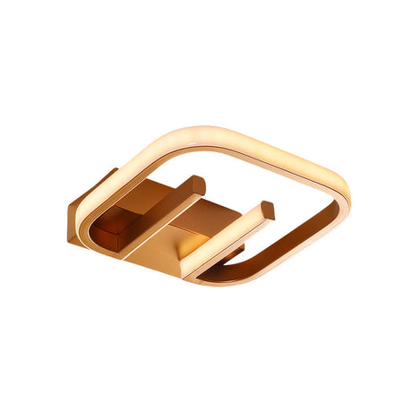 Geometric Led Ceiling Light In Nordic White/Black/Gold With Metallic Finish - Perfect For Hallways