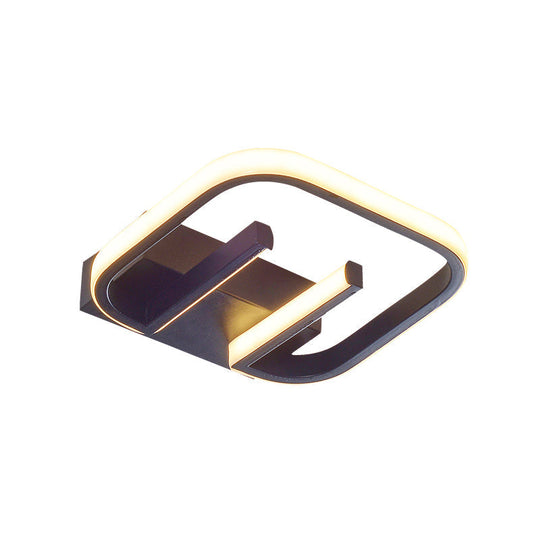 Geometric Led Ceiling Light In Nordic White/Black/Gold With Metallic Finish - Perfect For Hallways