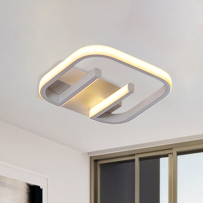 Geometric Led Ceiling Light In Nordic White/Black/Gold With Metallic Finish - Perfect For Hallways