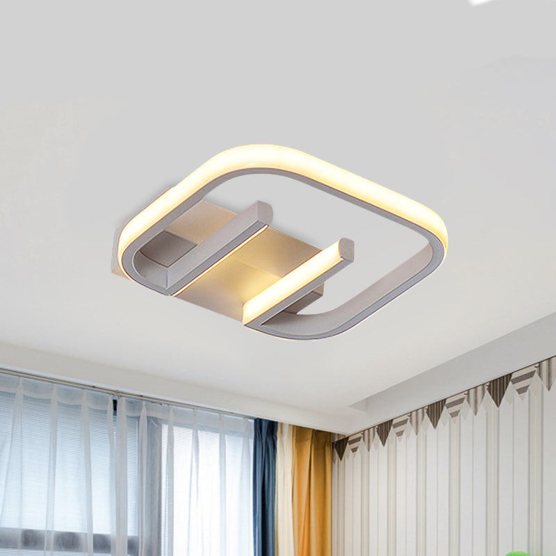 Geometric Led Ceiling Light In Nordic White/Black/Gold With Metallic Finish - Perfect For Hallways