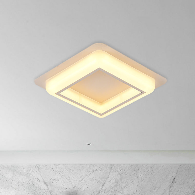 Contemporary Acrylic Led Flush Light For Bedroom - Square Ceiling Mount In White/Black/Grey