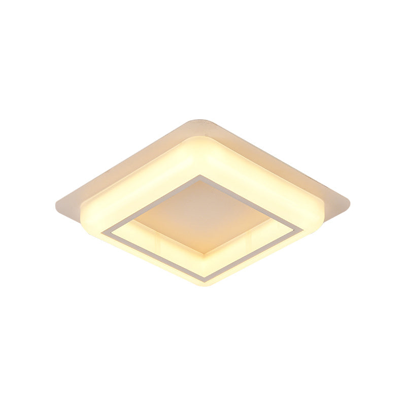 Contemporary Acrylic Led Flush Light For Bedroom - Square Ceiling Mount In White/Black/Grey