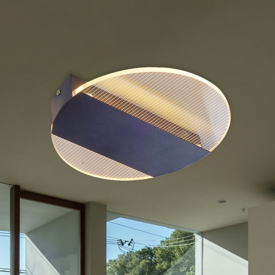 Minimal Geometric Flushmount Led Ceiling Light In Black/White/Gold - White/Warm Lighting
