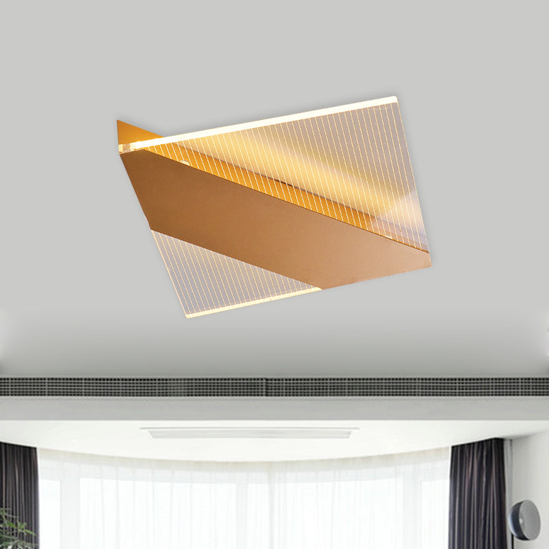 Modern Geometric Led Ceiling Lamp - Black/White/Gold Flush Mount For Bedroom White/Warm Light Gold