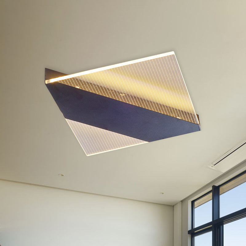 Modern Geometric Led Ceiling Lamp - Black/White/Gold Flush Mount For Bedroom White/Warm Light Black