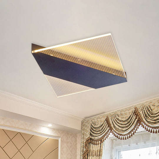 Modern Geometric Led Ceiling Lamp - Black/White/Gold Flush Mount For Bedroom White/Warm Light