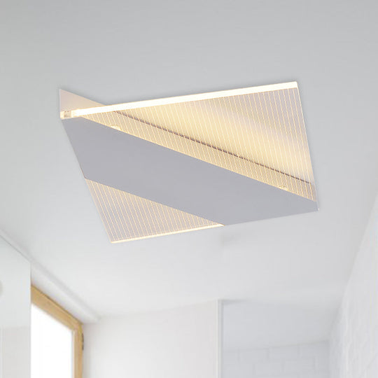 Modern Geometric Led Ceiling Lamp - Black/White/Gold Flush Mount For Bedroom White/Warm Light