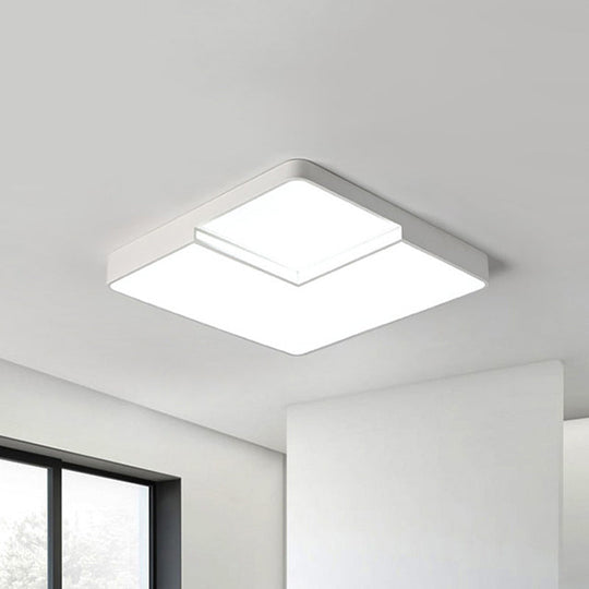 Modern Led Square Flush Mount Ceiling Light Fixture - White/Black White/Warm (16.5’/20.5’ W)
