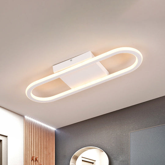 Ellipse Led Ceiling Light - 15/19 Metal Flush Mount Simple Black/White Design White/Warm Glow White