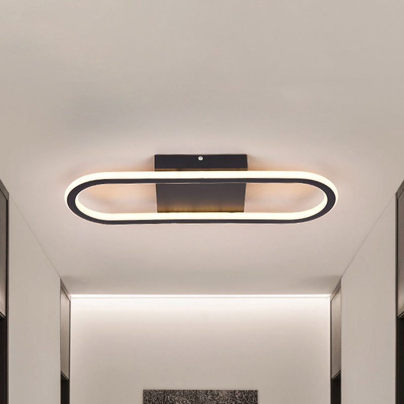 Ellipse Led Ceiling Light - 15’/19’ Metal Flush Mount Simple Black/White Design White/Warm Glow