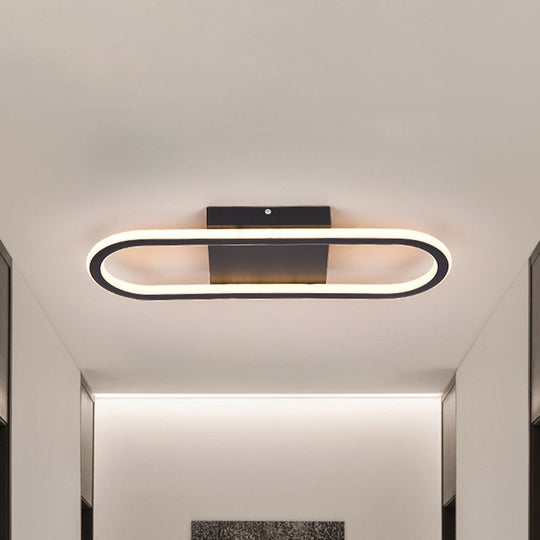 Ellipse Led Ceiling Light - 15’/19’ Metal Flush Mount Simple Black/White Design White/Warm Glow