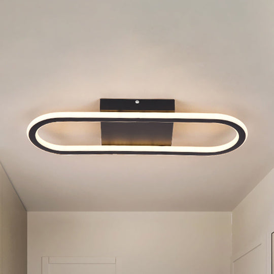 Ellipse Led Ceiling Light - 15’/19’ Metal Flush Mount Simple Black/White Design White/Warm Glow