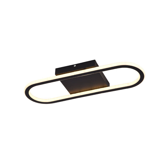 Ellipse Led Ceiling Light - 15’/19’ Metal Flush Mount Simple Black/White Design White/Warm Glow