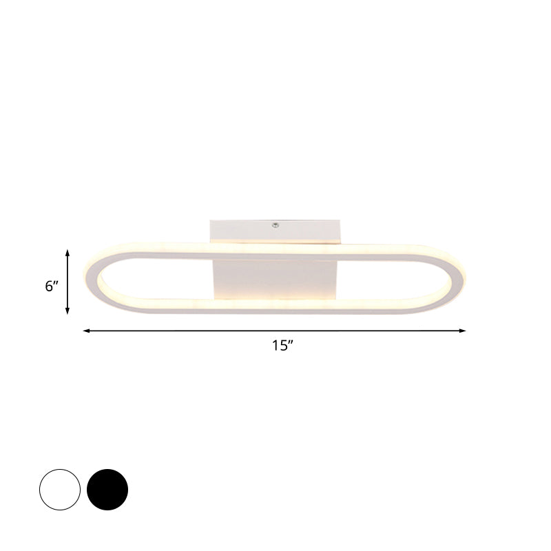 Ellipse Led Ceiling Light - 15/19 Metal Flush Mount Simple Black/White Design White/Warm Glow