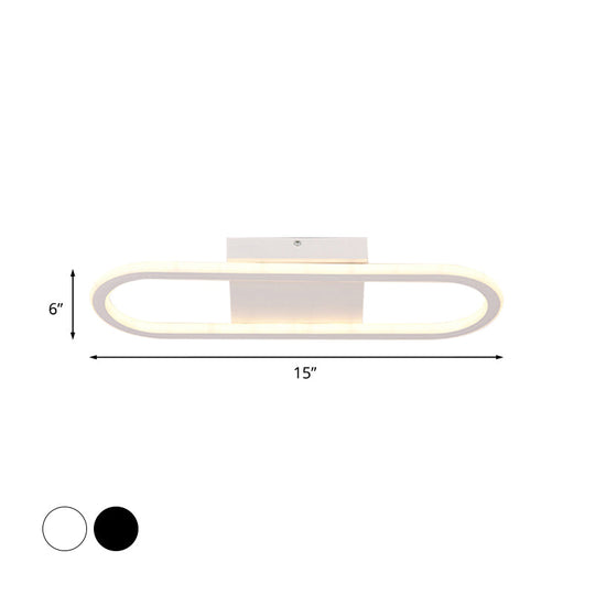 Ellipse Led Ceiling Light - 15/19 Metal Flush Mount Simple Black/White Design White/Warm Glow