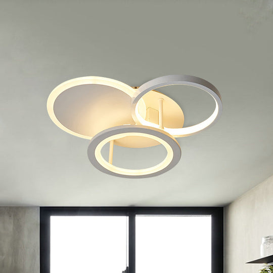 Sleek 16’/19.5’ W Metal Circular Semi Flush Mount Led Ceiling Light For Bedroom - White/Warm
