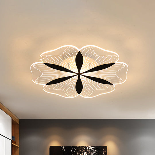 Minimalist Nordic Led Ceiling Flush Mount In Black White/Warm Light - Flower - Inspired Design /
