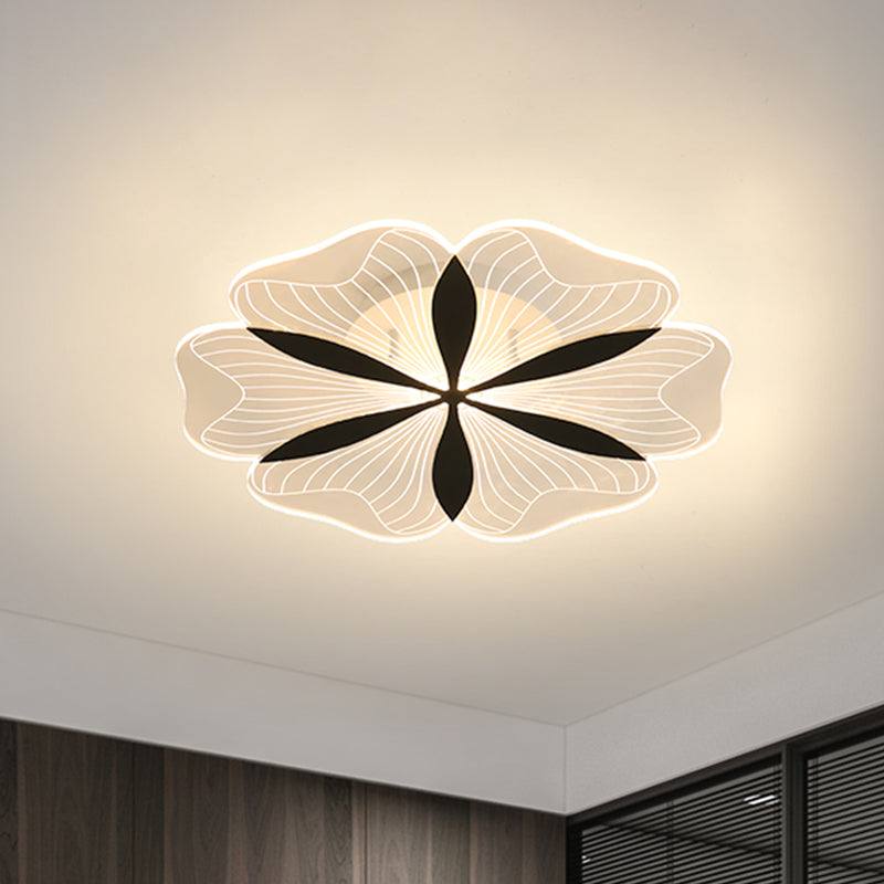 Minimalist Nordic Led Ceiling Flush Mount In Black White/Warm Light - Flower - Inspired Design