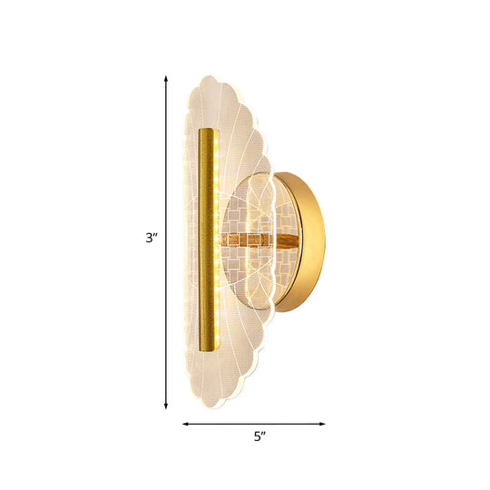 Minimal Led Gold Sconce - Metallic Geometric Wall Light For Living Room In White/Warm