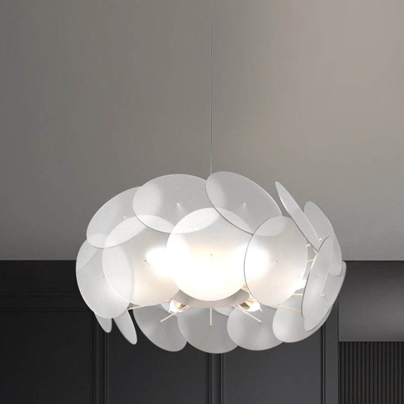 Contemporary Led Acrylic Pendant Lamp - Cloud-Like Design White Bedroom Lighting Kit