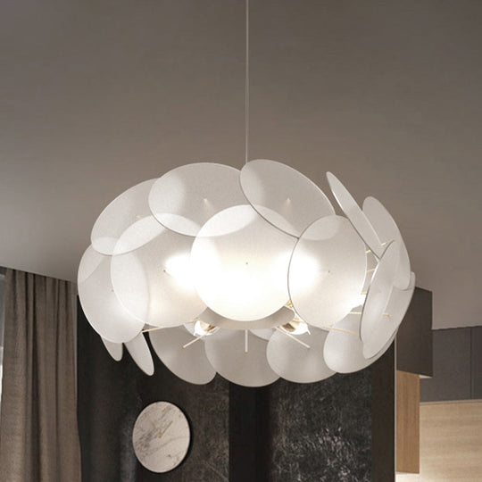Contemporary Led Acrylic Hanging Light Kit - Cloud-Like White Ceiling Pendant For Bedroom