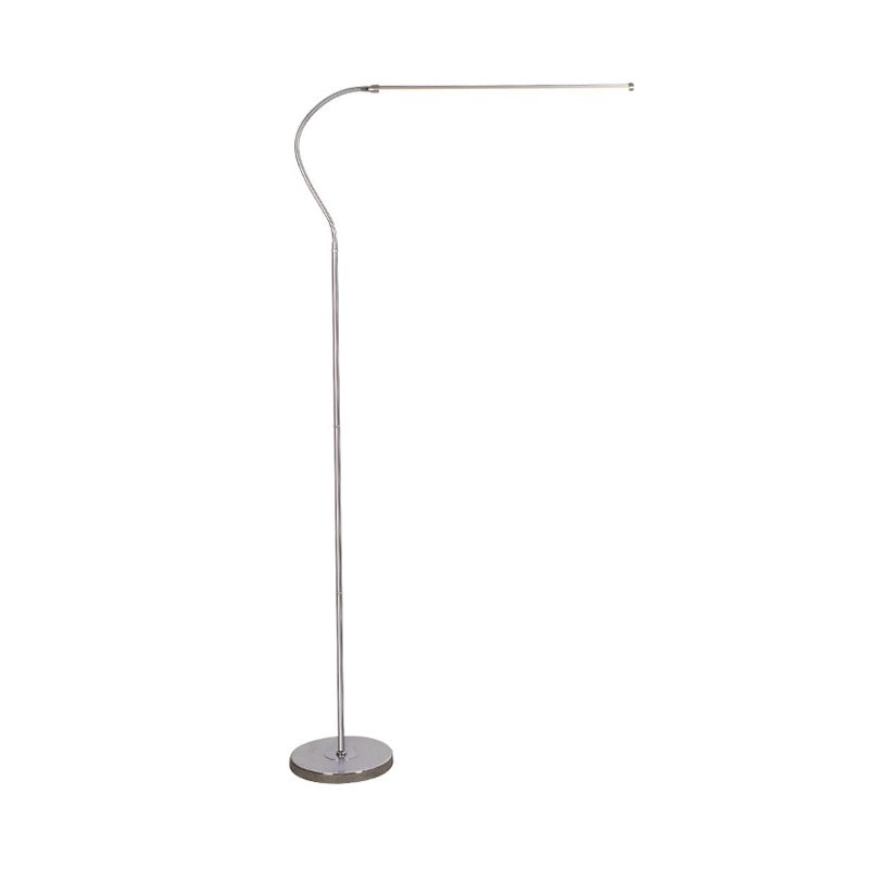 Stylish Silver Led Floor Lamp With Gooseneck Arm Perfect For Study Room